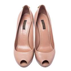 مملوكة مسبقًا Louis Vuitton Beige Leather Oh Really! Peep Toe Pumps Size 39
