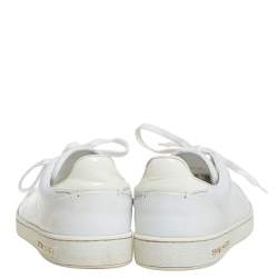 Pre Owned Louis Vuitton White Croc Embossed Leather Frontrow Low Top Sneakers Size 36