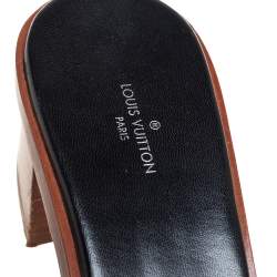 Pre Owned Louis Vuitton Black Leather Slide Sandals Size 40