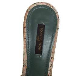 مملوكة مسبقًا Louis Vuitton Off White Embroidered Fabric Bow Slide Sandals Size 37.5