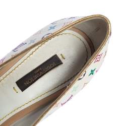 Pre Owned حذاء كعب عالي لوي فيتون بريمروز كعب روكي كانفاس مقوى متعدد الألوان مقاس 38.5