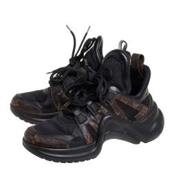 Louis Vuitton Black/Brown Neoprene And Monogram Canvas Archlight Low Top Sneakers Size 37