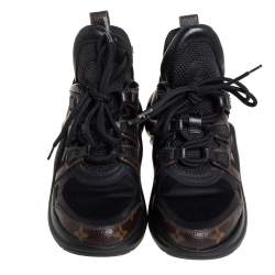 Louis Vuitton Black/Brown Neoprene And Monogram Canvas Archlight Low Top Sneakers Size 37