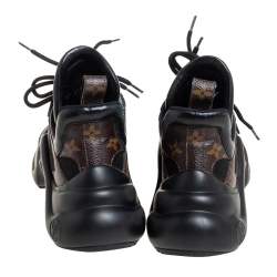 Louis Vuitton Black/Brown Neoprene And Monogram Canvas Archlight Low Top Sneakers Size 37