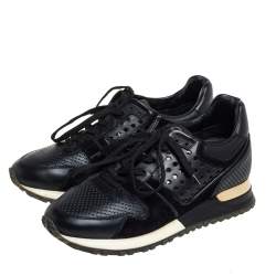 مملوكة مسبقًا Louis Vuitton Black Suede And Perforated Leather Run Away Sneakers Size 36