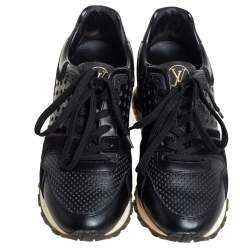 مملوكة مسبقًا Louis Vuitton Black Suede And Perforated Leather Run Away Sneakers Size 36