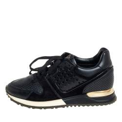 مملوكة مسبقًا Louis Vuitton Black Suede And Perforated Leather Run Away Sneakers Size 36