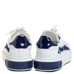 Pre Owned Louis Vuitton White Leather Time Out Low Top Sneakers Size 40