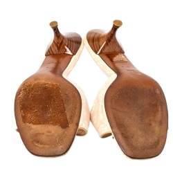 مملوكة مسبقًا Louis Vuitton Pink/Gold Monogram Canvas Bow Mule Sandals Size 37.5