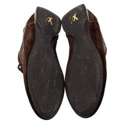 مملوكة مسبقًا Louis Vuitton Brown Suede And Monogram Coated Canvas Low Top Sneakers Size 37.5