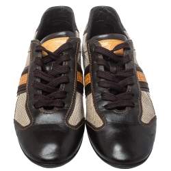 مملوكة مسبقًا حذاء رياضي لوي فيتون منخفض من أعلى شبك و جلد بني مقاس 38