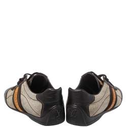 مملوكة مسبقًا حذاء رياضي لوي فيتون منخفض من أعلى شبك و جلد بني مقاس 38