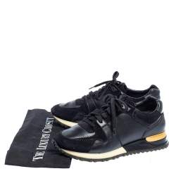 مملوكة مسبقًا Louis Vuitton Black Leather And Suede Run Away Sneakers Size 36