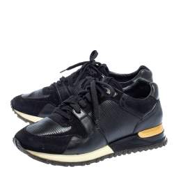 مملوكة مسبقًا Louis Vuitton Black Leather And Suede Run Away Sneakers Size 36
