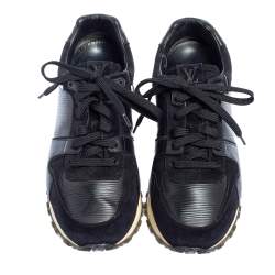مملوكة مسبقًا Louis Vuitton Black Leather And Suede Run Away Sneakers Size 36