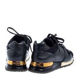 مملوكة مسبقًا Louis Vuitton Black Leather And Suede Run Away Sneakers Size 36