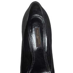 مملوكة مسبقًا حذاء كعب عالي لوي فيتون سليب أون سويدي أسود بفيونكة مقاس 35 