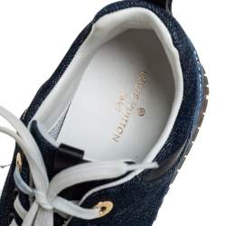 مملوكة مسبقًا Louis Vuitton Blue Monogram Denim Run Away Low Top Sneakers Size 36