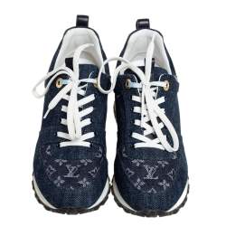 مملوكة مسبقًا Louis Vuitton Blue Monogram Denim Run Away Low Top Sneakers Size 36