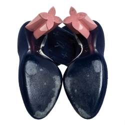 مملوكة مسبقًا Louis Vuitton Blue Monogram Knit Fabric Silhouette Ankle Boots Size 40