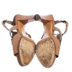 Pre Owned صندل لوي فيتون سير حرف تي بشراشيب جلد بني مقاس 39