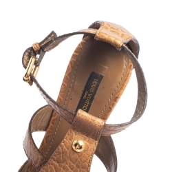 Pre Owned صندل لوي فيتون سير حرف تي بشراشيب جلد بني مقاس 39