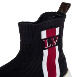 Louis Vuitton Black Knit Fabric High Top Sneakers Size 36