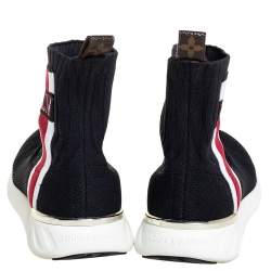 Louis Vuitton Black Knit Fabric High Top Sneakers Size 36