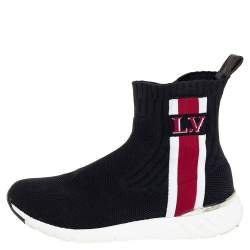 Louis Vuitton Black Knit Fabric High Top Sneakers Size 36