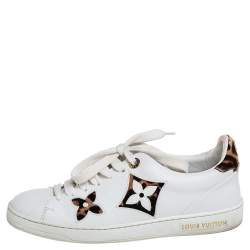 Louis Vuitton White Leather and Monogram Canvas Frontrow Sneakers Size 36.5  - ShopStyle
