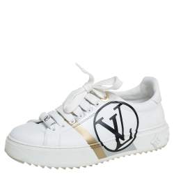 Louis Vuitton White Leather Logo Time Out Sneakers Size 36 Louis Vuitton