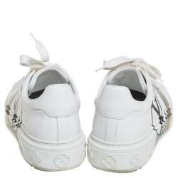 Louis Vuitton White Leather Logo Time Out Sneakers Size 36