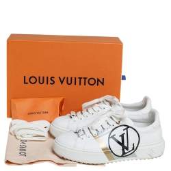 Louis Vuitton White Leather Logo Time Out Sneakers Size 36