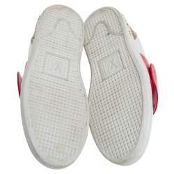 Louis Vuitton White Leather And Brown Monogram Canvas Kyoto Low Top Sneakers Size 36