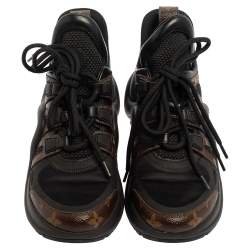 مملوكة مسبقًا Louis Vuitton Black Monogram Canvas And Mesh LV Archlight Sneakers Size 35.5