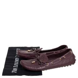 Pre Owned Louis Vuitton Burgundy Leather Gloria  Loafers Size 36.5