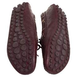 Pre Owned Louis Vuitton Burgundy Leather Gloria  Loafers Size 36.5