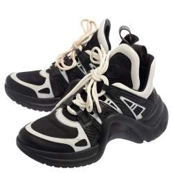Pre Owned حذاء رياضي لوي فيتون أرشلايت شبك وجلد أسود وأبيض مقاس 39
