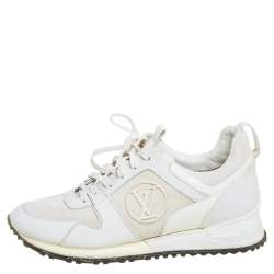 Louis Vuitton White Mesh And Leather Run Away Low Top Sneakers Size 38.5