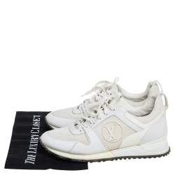 Louis Vuitton White Mesh And Leather Run Away Low Top Sneakers Size 38.5