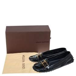 Pre Owned Louis Vuitton Dark Blue Patent Leather Oxford Slip On Loafers Size 35.5