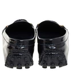 Pre Owned Louis Vuitton Dark Blue Patent Leather Oxford Slip On Loafers Size 35.5