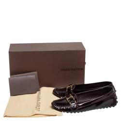 مملوكة مسبقًا Louis Vuitton Burgundy Patent Leather Oxford Slip On Loafers Size 35
