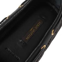 Pre Owned Louis Vuitton Black Monogram Leather Gloria Loafers Size 35.5