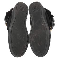 Louis Vuitton Black Suede and Fur High Top Sneakers Size 37