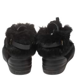Louis Vuitton Black Suede and Fur High Top Sneakers Size 37