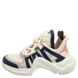 Louis Vuitton White/Blue Mesh And Leather Archlight Low Top Sneakers Size 38