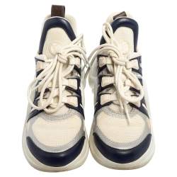 Louis Vuitton White/Blue Mesh And Leather Archlight Low Top Sneakers Size 38