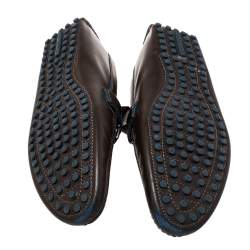 Pre Owned Louis Vuitton Brown Leather Hockenheim Slip on Loafers Size 46