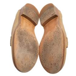 Pre Owned Louis Vuitton Beige Nubuck Leather Penny Slip Loafers Size 37